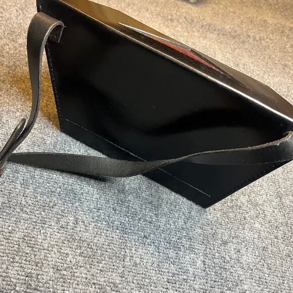 Leather Snakeskin Art Bag Black Geometrical Design Adjustable Handcrafted Rare - Picture 4 of 12